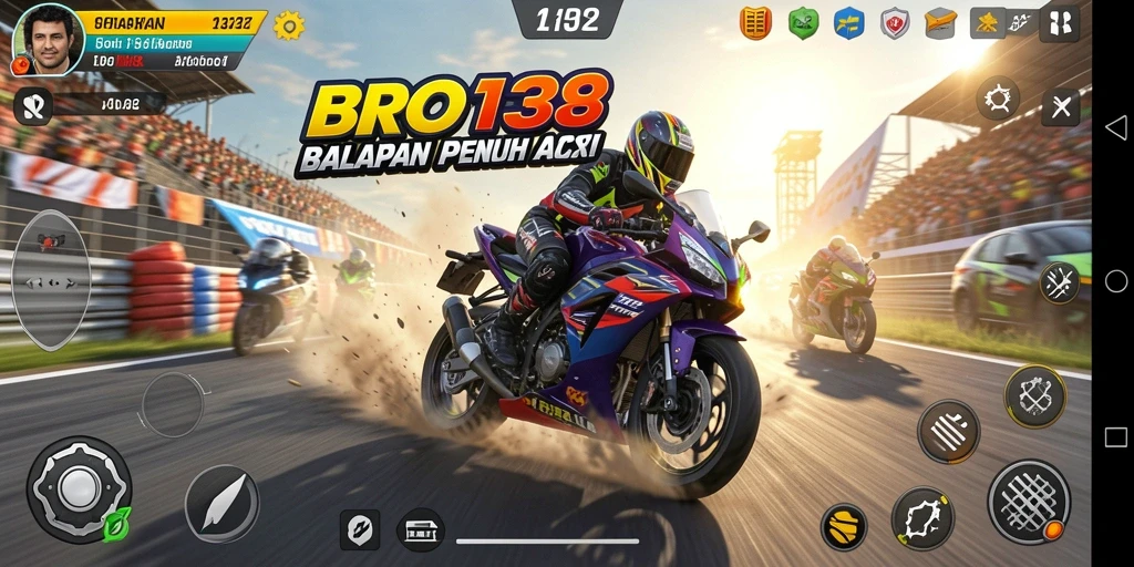 Gameplay mendebarkan dari BRO138 dengan motor yang melaju kencang.