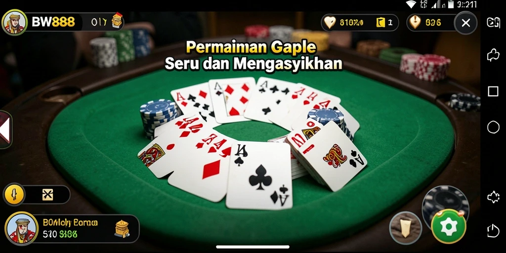 Screenshot BW888 menampilkan gameplay seru permainan Gaple yang menantang.
