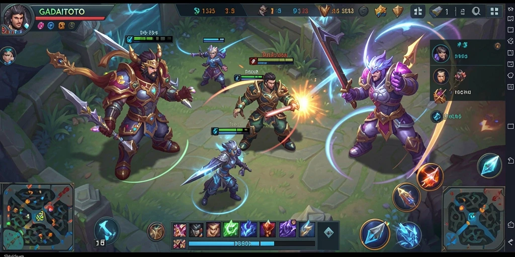 Tampilan gameplay seru dan penuh aksi di arena MOBA.