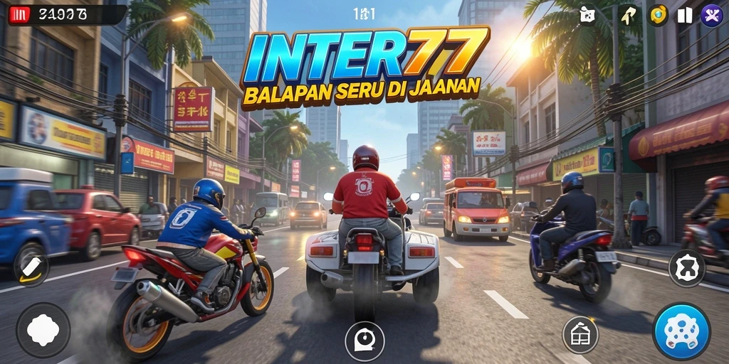 Tampilan gameplay balap yang seru dan mendebarkan di INTER77.