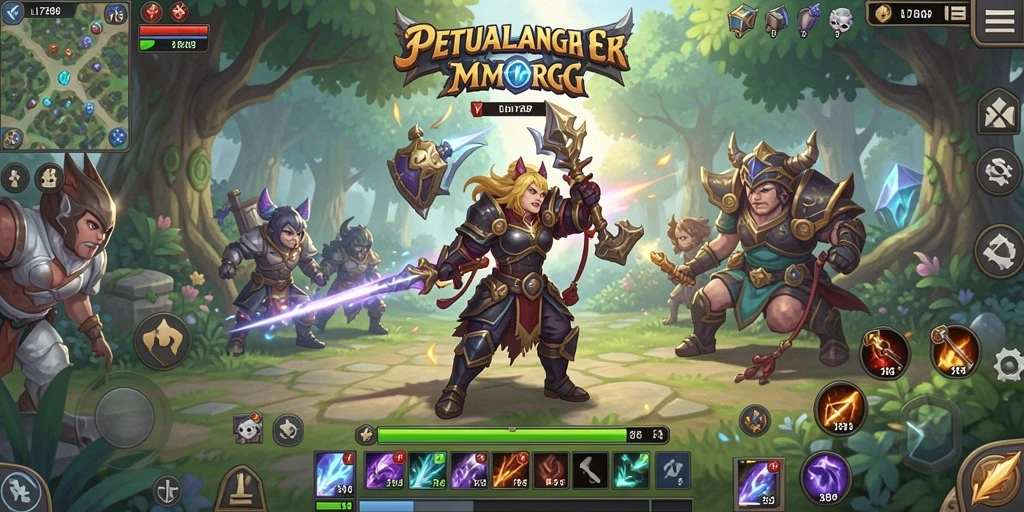 Screenshot gameplay <strong>LI789</strong> menampilkan pertarungan epik di dunia MMORPG.