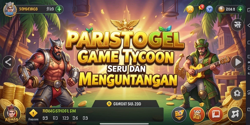 Tampilan gameplay PARISTOGEL yang menarik dengan berbagai fitur manajemen bisnis.