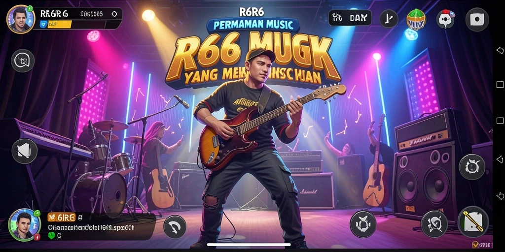 Tampilan gameplay R6R6 yang seru dan menarik bagi penggemar musik.